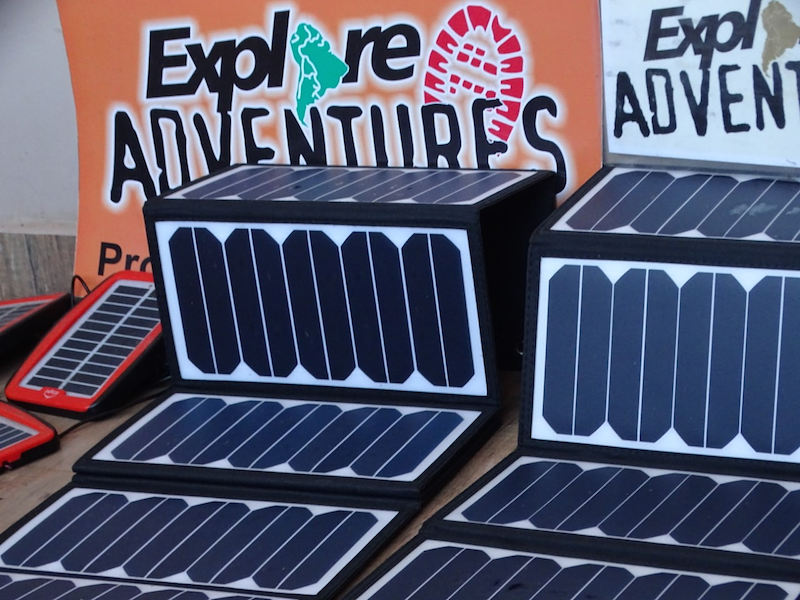 Portable solar panels on inca trail