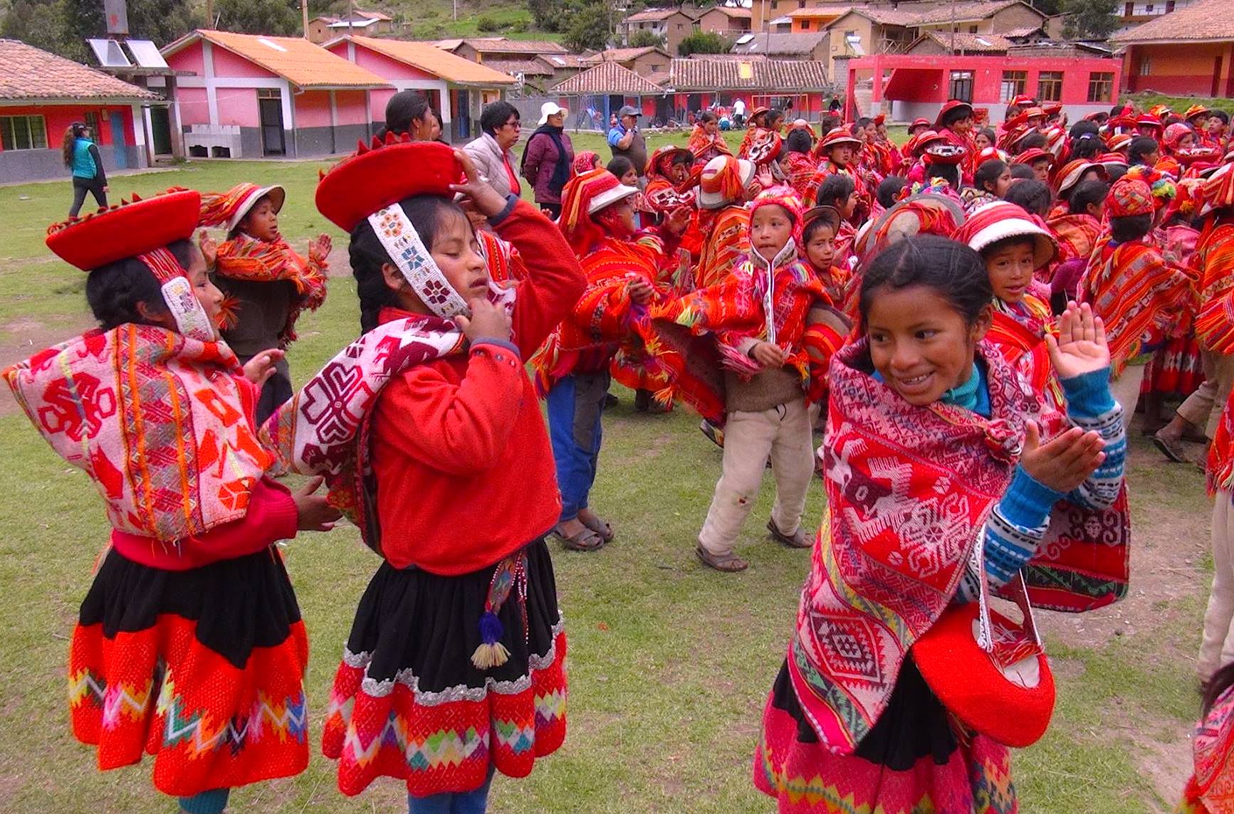 Quechua porters village childs